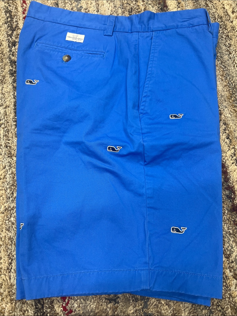 Vineyard Vines Royal Blue Whale Embroidered Flat Front Shorts